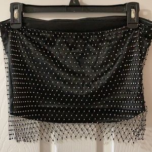 Black with crystals & netting crop top